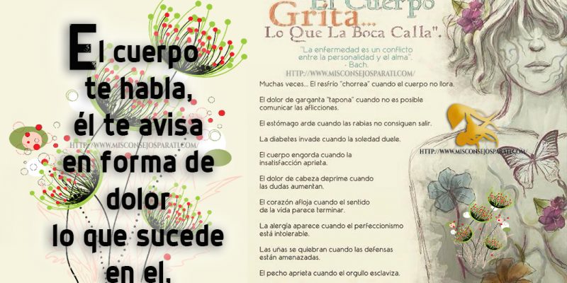 El cuerpo  te habla, él te avisa en forma de dolor lo que sucede en el,