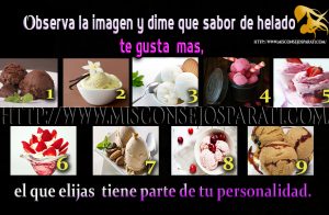 Observa la imagen y dime que sabor de helado te gusta  mas, el que elijas te dirá parte de tu personalidad.