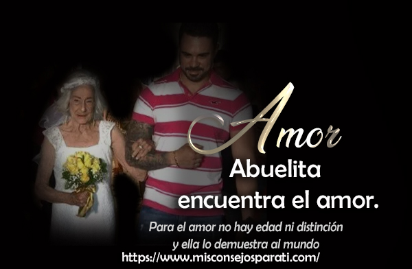 Abuelita se casa vestida de blanco.